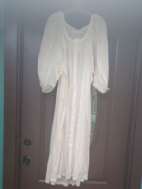 Lightweight Button-Front Cream Midi Dress